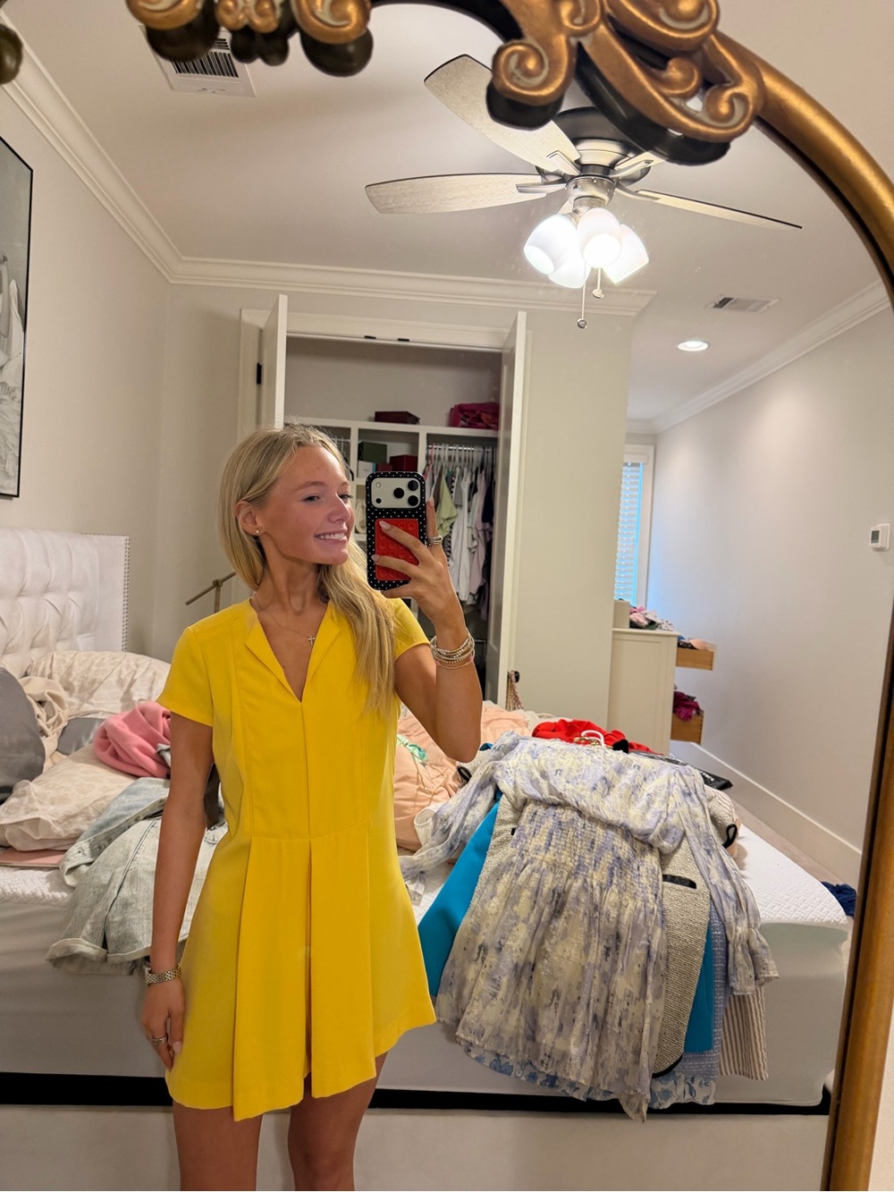 Zara Bright Yellow Short Sleeve V-Neck Skater Dress